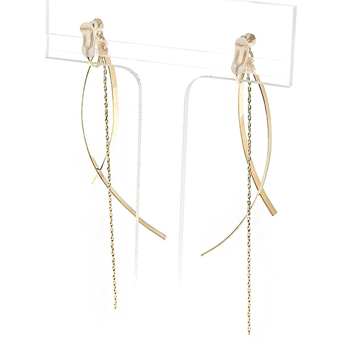 ロングチェーン ノンホールピアス 痛くない イヤリング 金属アレルギー対応 日本製 itam 揺れる