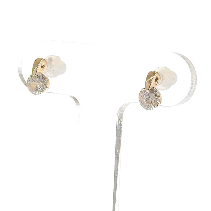 キュービックジルコニア セラミックポストピアス ヌードゴールド