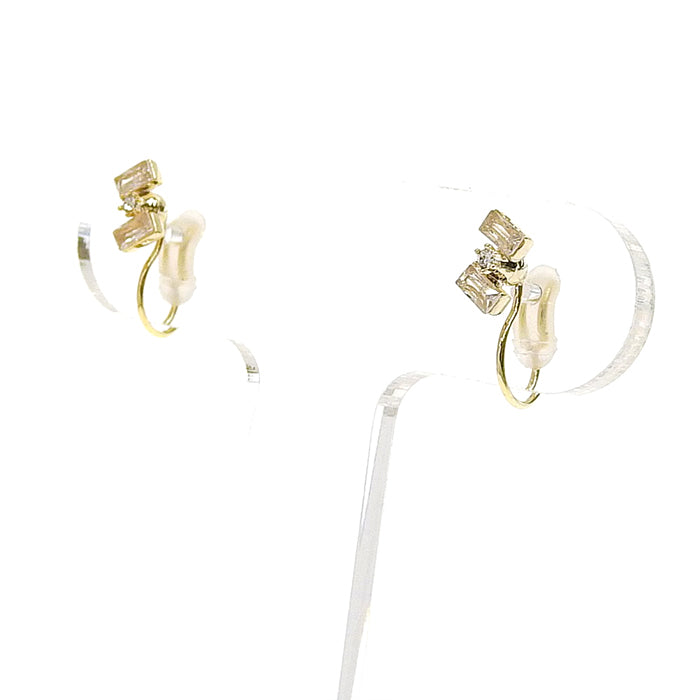 スクエアキュービックジルコニア ノンホールピアス