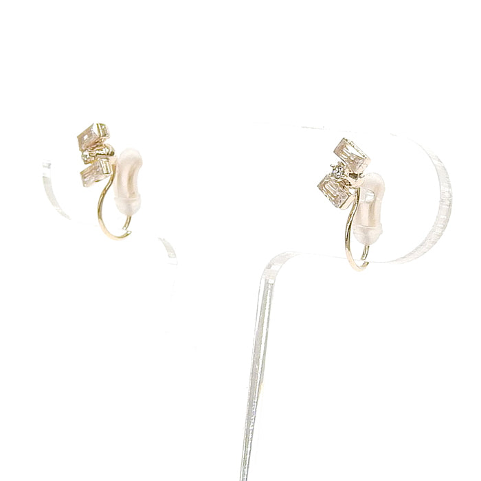 スクエアキュービックジルコニア ノンホールピアス