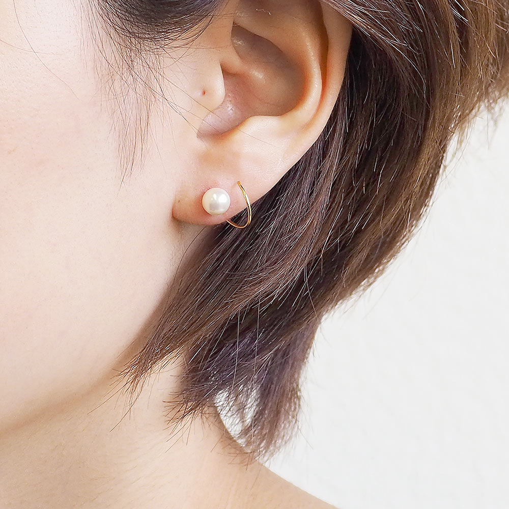 パールスパイラルダブルピアス