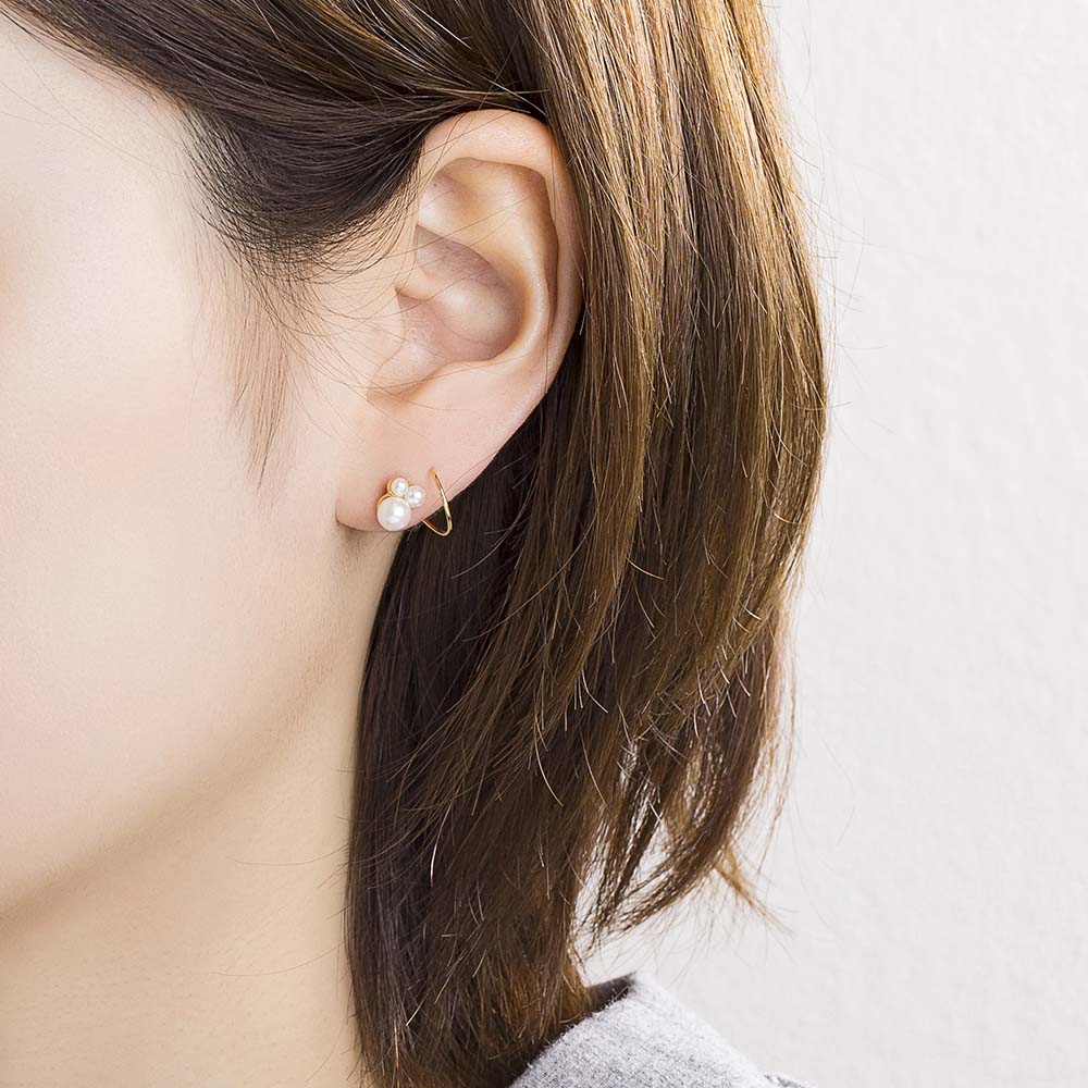 パール スパイラルダブルピアス