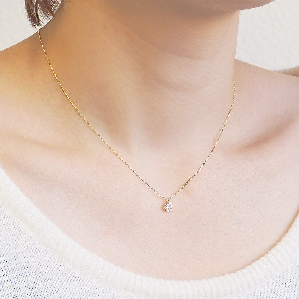 一粒キュービックジルコニア ネックレス