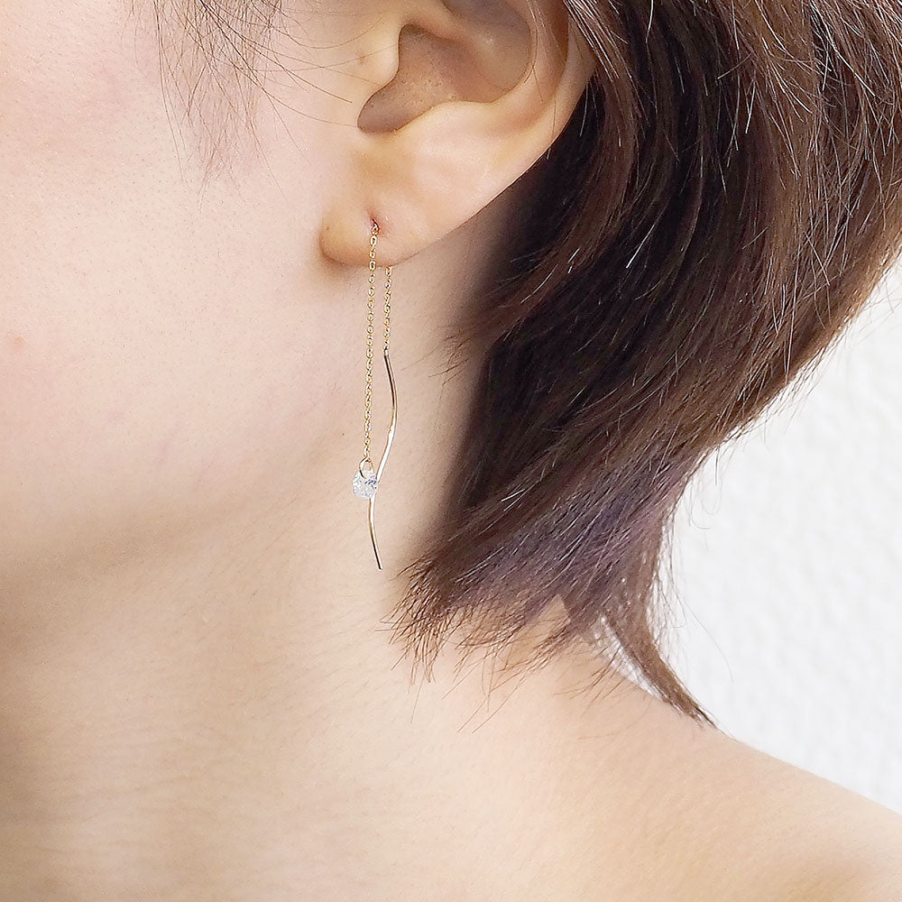 キュービックジルコニア ロングチェーン アメリカンピアス