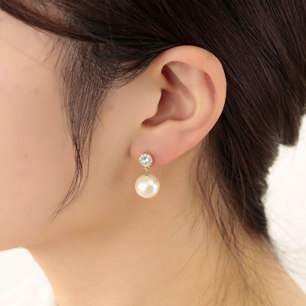 【 金属アレルギー対応 】コットンパール セラミックポストピアス