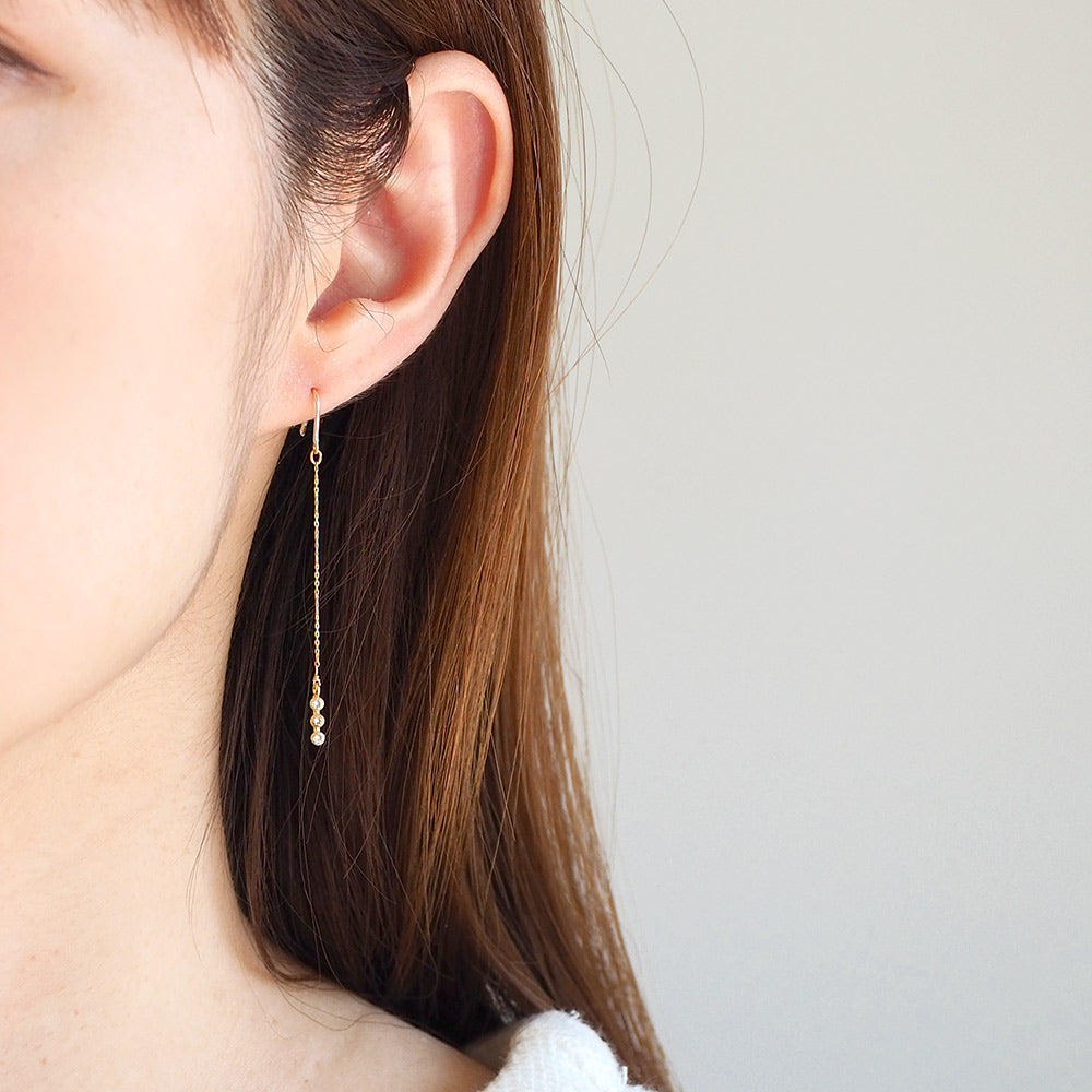 ロングチェーンコーティングピアス ゴールド