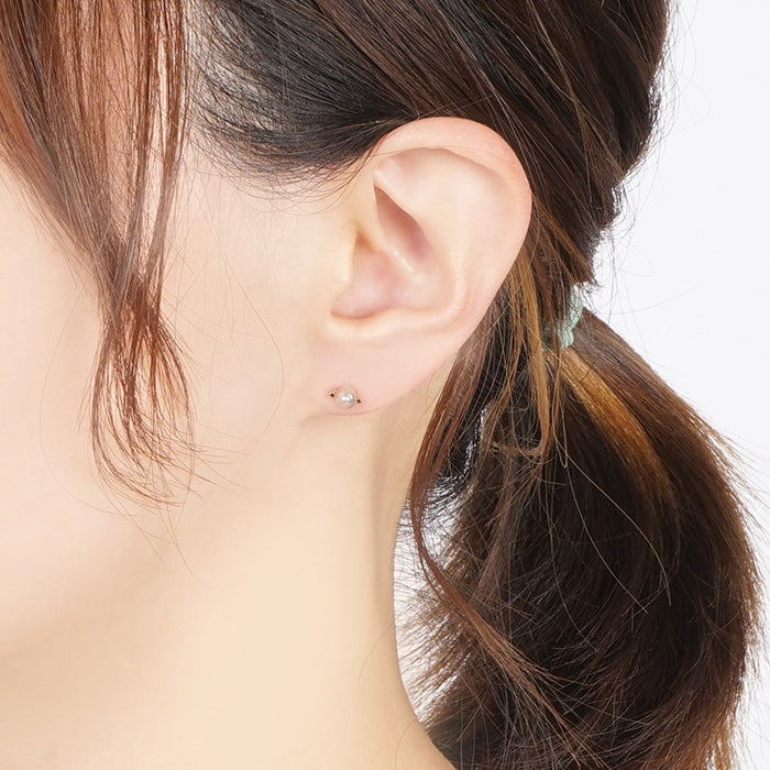 Natural stone 淡水パール シングルピアス