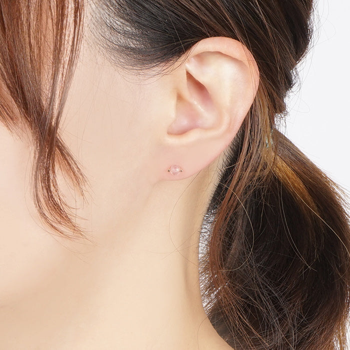 Natural stone ピンクエピドート シングルピアス