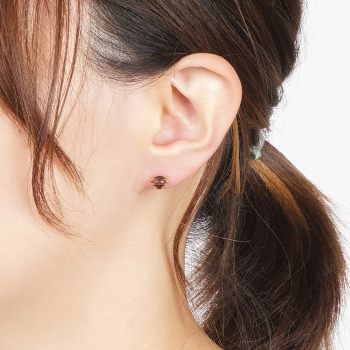 Natural stone スモーキークォーツ シングルピアス