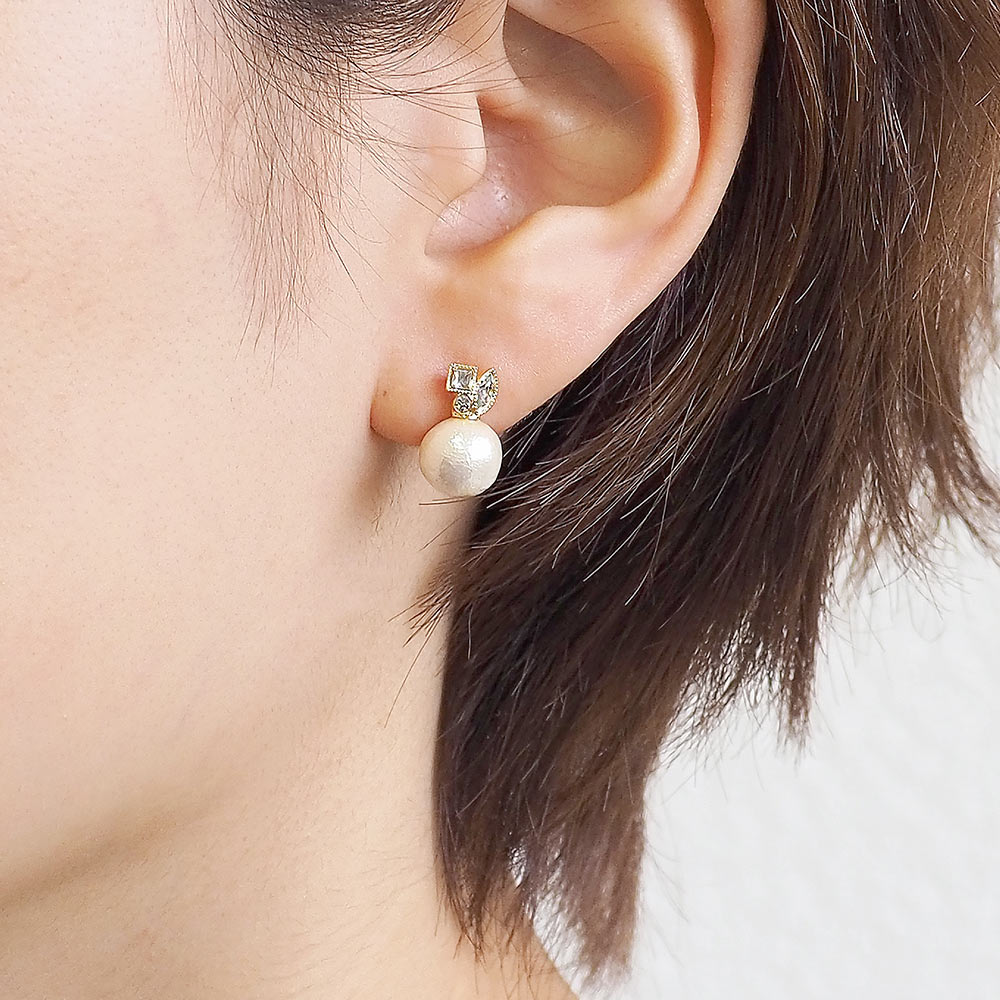 コットンパール セラミックポストピアス