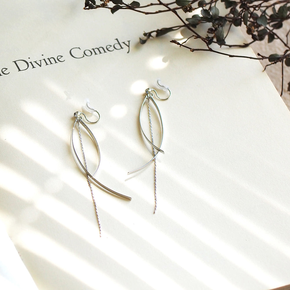 【itam人気商品】ロングチェーン ノンホールピアス シルバー