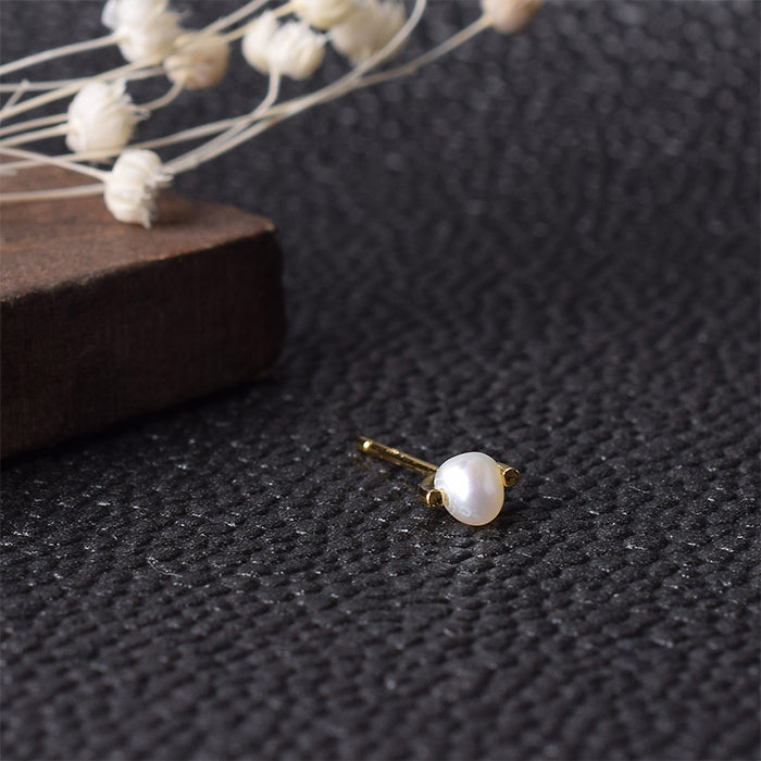 Natural stone 淡水パール シングルピアス