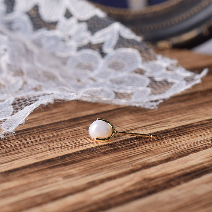Natural stone 淡水パール シングルピアス