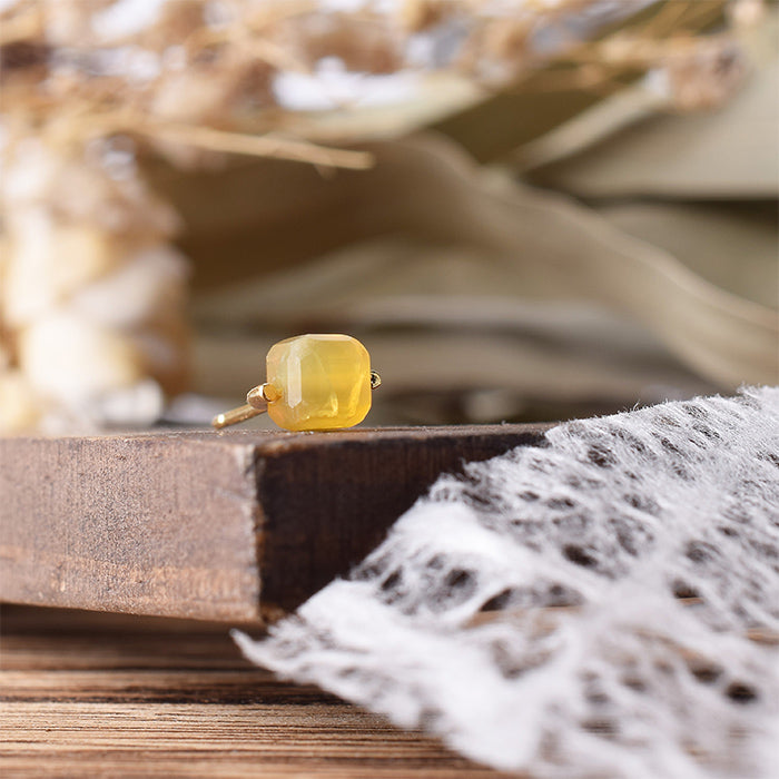 Natural stone イエローオパール シングルピアス