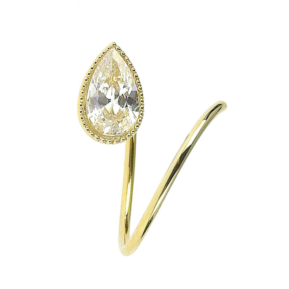 ティアドロップキュービックジルコニア スパイラルダブルピアス