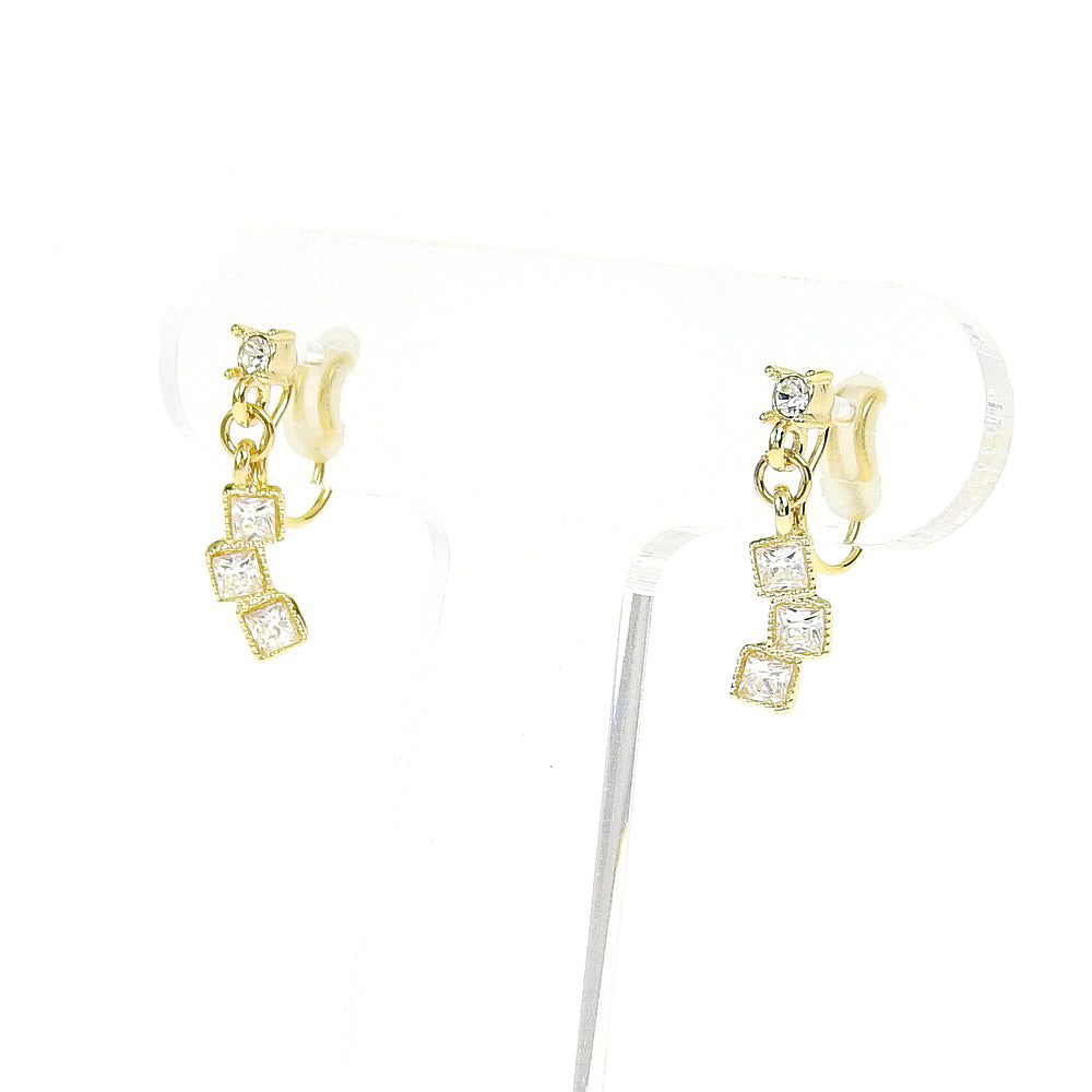 3連スクエアフォルム ノンホールピアス