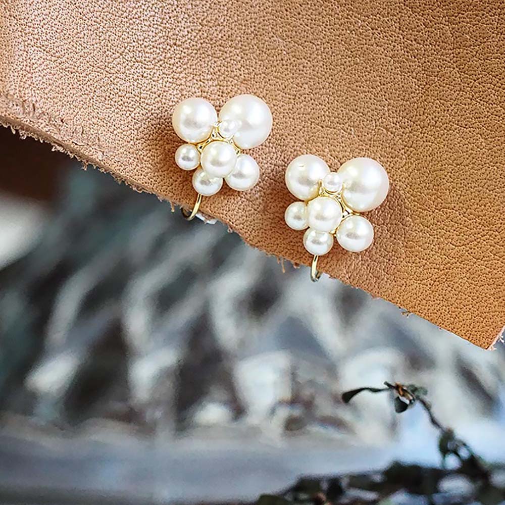 パール ノンホールピアス 痛くない イヤリング 金属アレルギー対応 日本製 itam ピアスみたいに見える