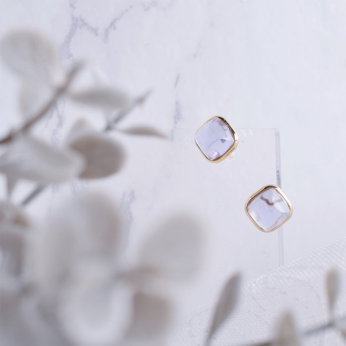 カラーストーンスクエア ノンホールピアス 痛くない イヤリング 金属アレルギー対応 日本製 itam ピアスみたいに見える