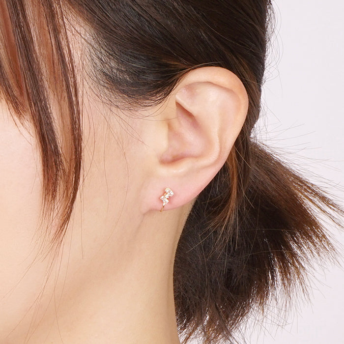 スクエアキュービックジルコニア ノンホールピアス