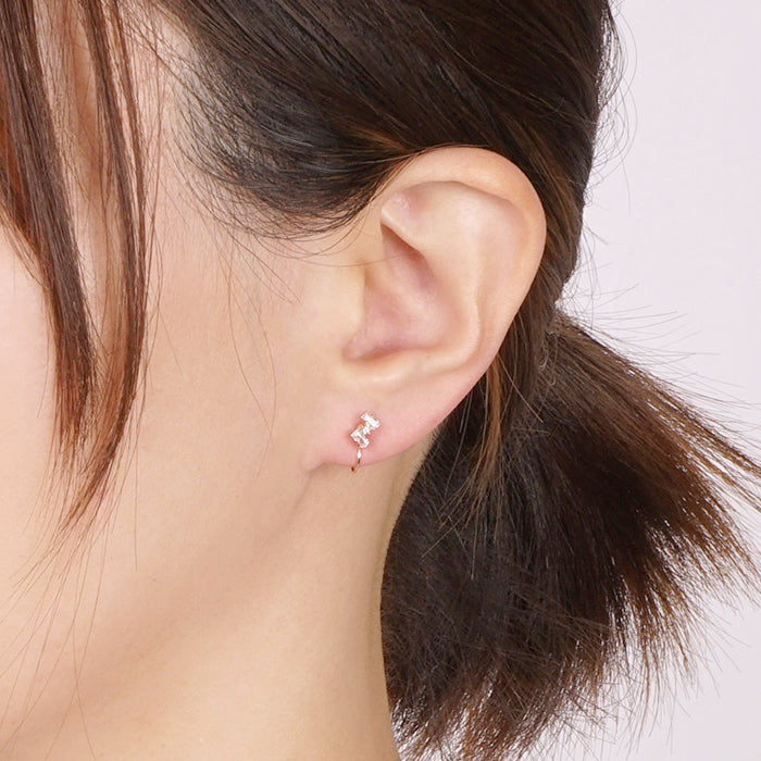 スクエアキュービックジルコニア ノンホールピアス