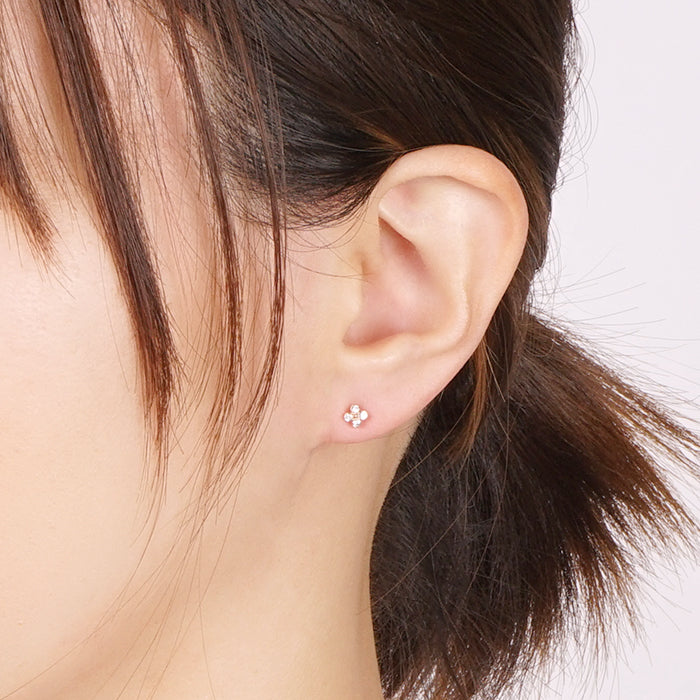 【9/8再入荷】フラワーストーン セラミックポストピアス