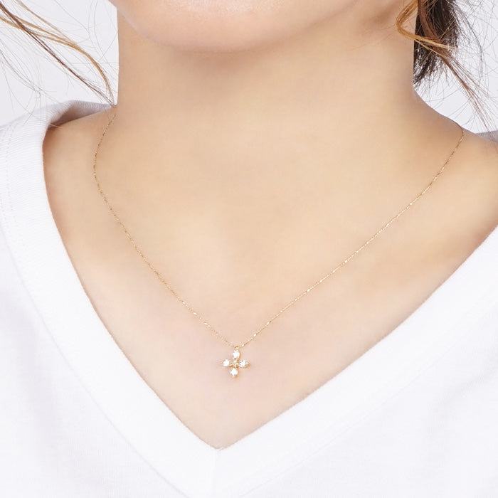 【NEW Color】キュービックジルコニア フラワー ネックレス