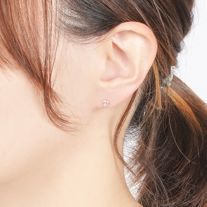 キュービックジルコニア ハートピアス