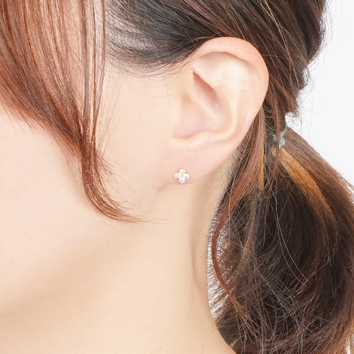 【NEW Color】キュービックジルコニア フラワー ピアス