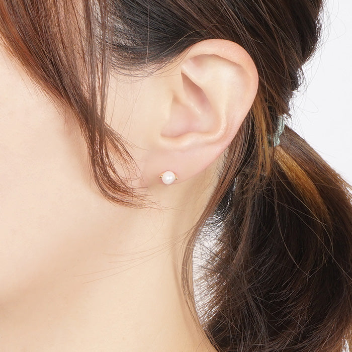 Natural stone 淡水パール シングルピアス