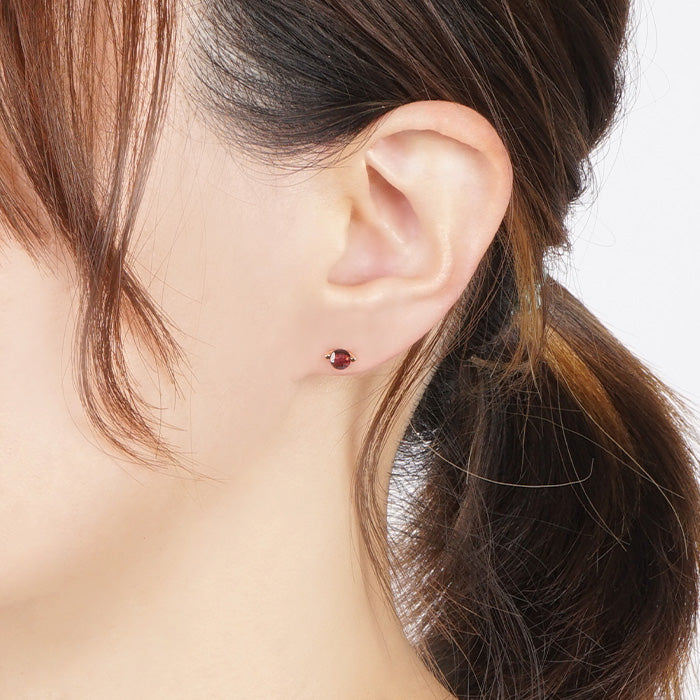 【1月 誕生石】Natural stone ガーネット シングルピアス
