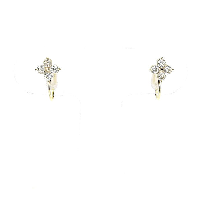 【NEW Color】キュービックジルコニア フラワー ノンホールピアス