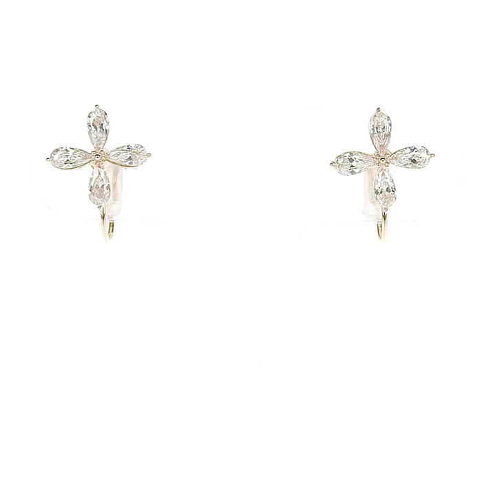 【NEW Color】キュービックジルコニア フラワー ノンホールピアス