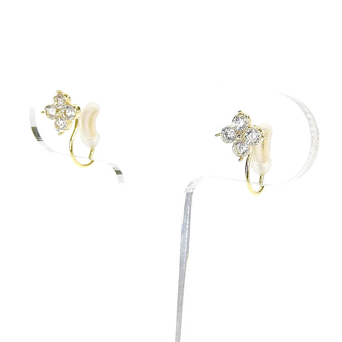 【NEW Color】キュービックジルコニア フラワー ノンホールピアス