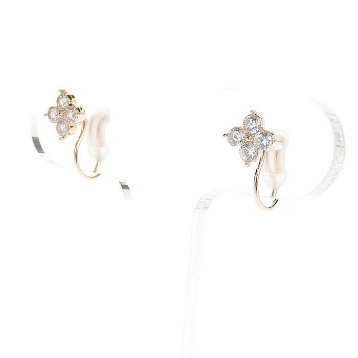 【NEW Color】キュービックジルコニア フラワー ノンホールピアス