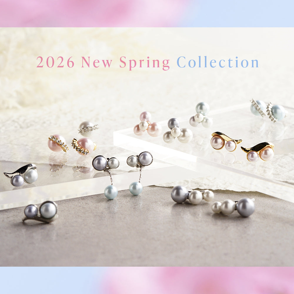 【NEW】【 金属アレルギー対応 】3連カラーパール セラミックポストピアス