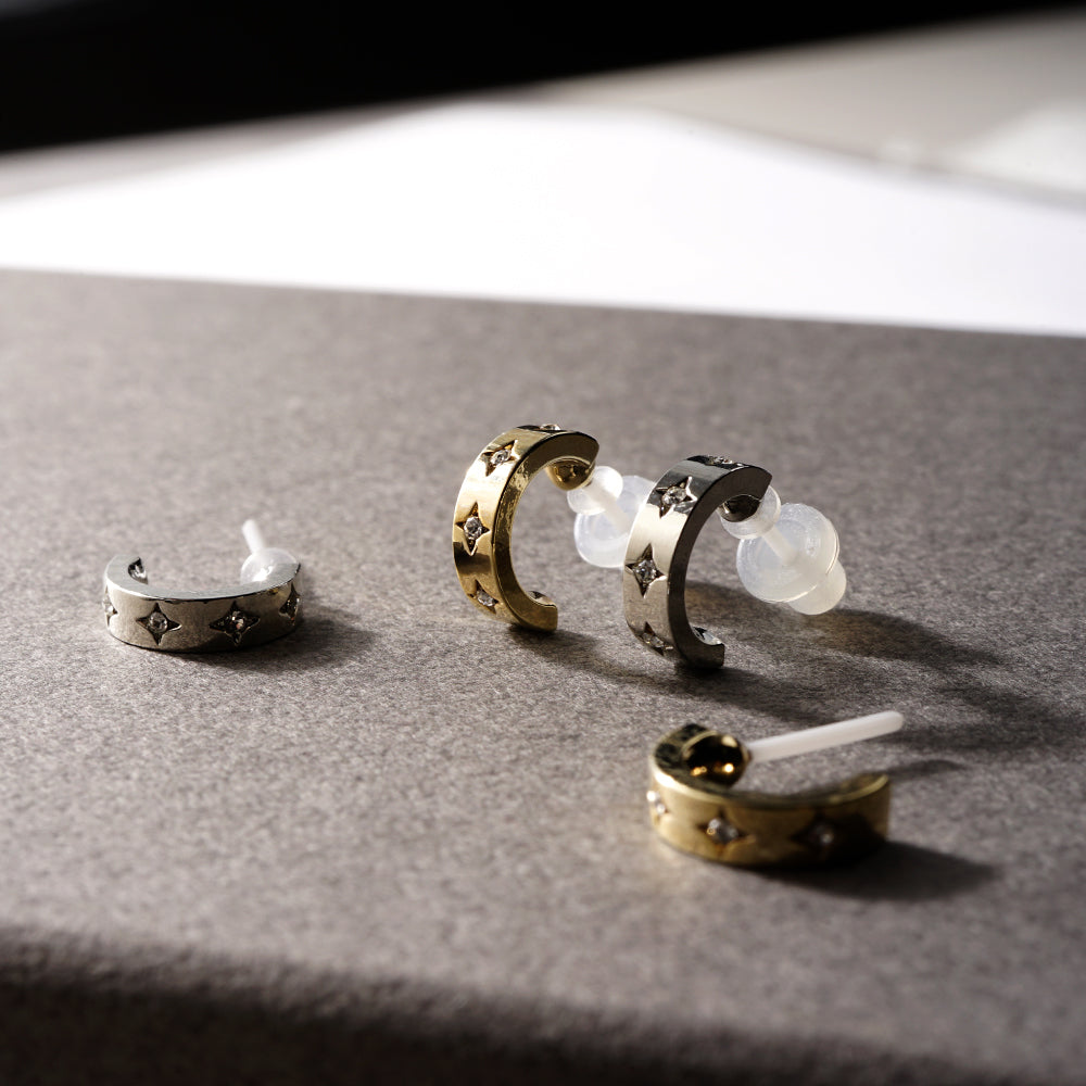 オーバル型ノンホールピアス12個セット NEW】メタルシリーズ オーバル ノンホールピアス