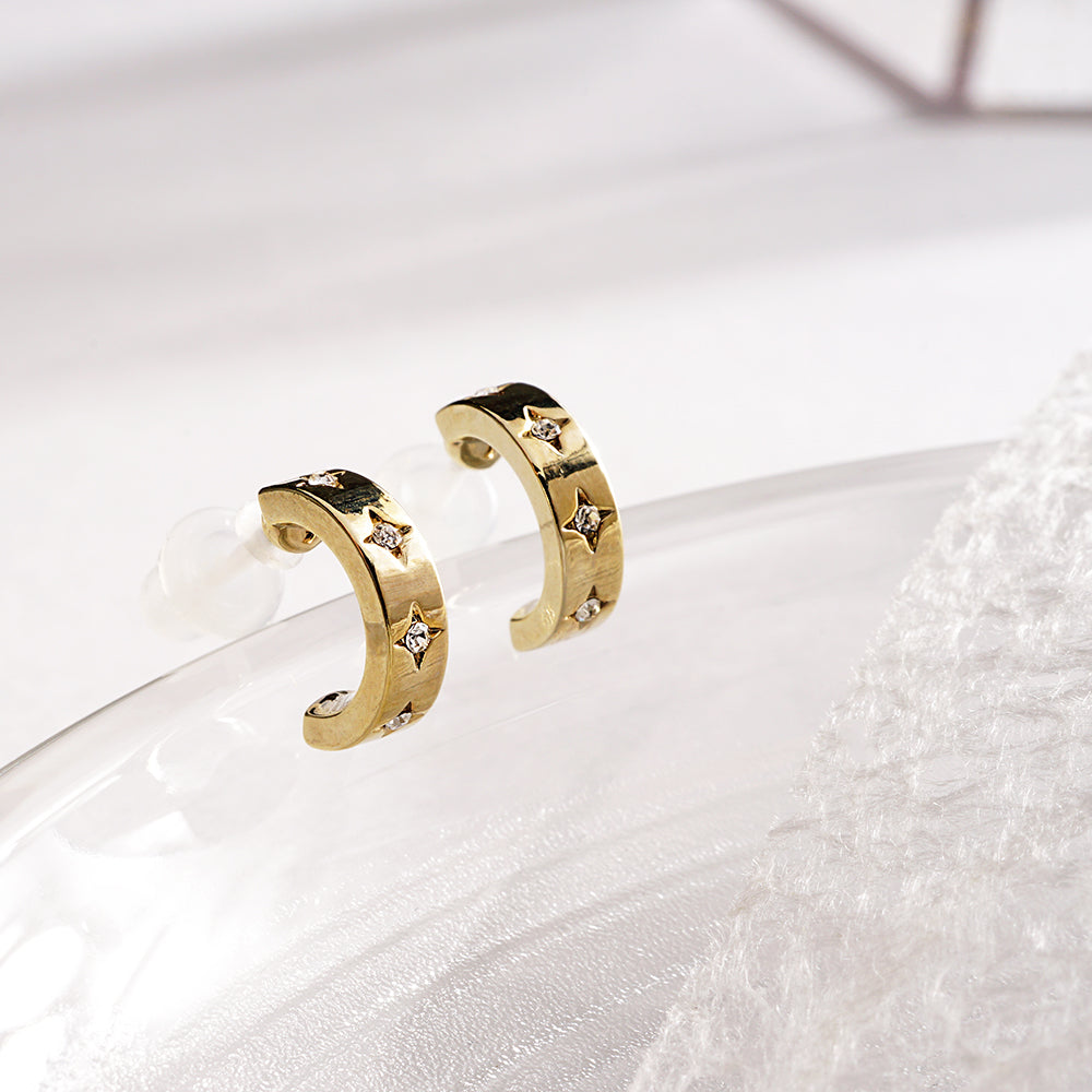 【 金属アレルギー対応 】メタルシリーズ ストーンフープ セラミックポストピアス