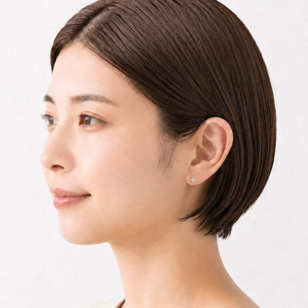 【NEW】【 金属アレルギー対応 】梨地 1粒キュービックジルコニア セラミックピアス