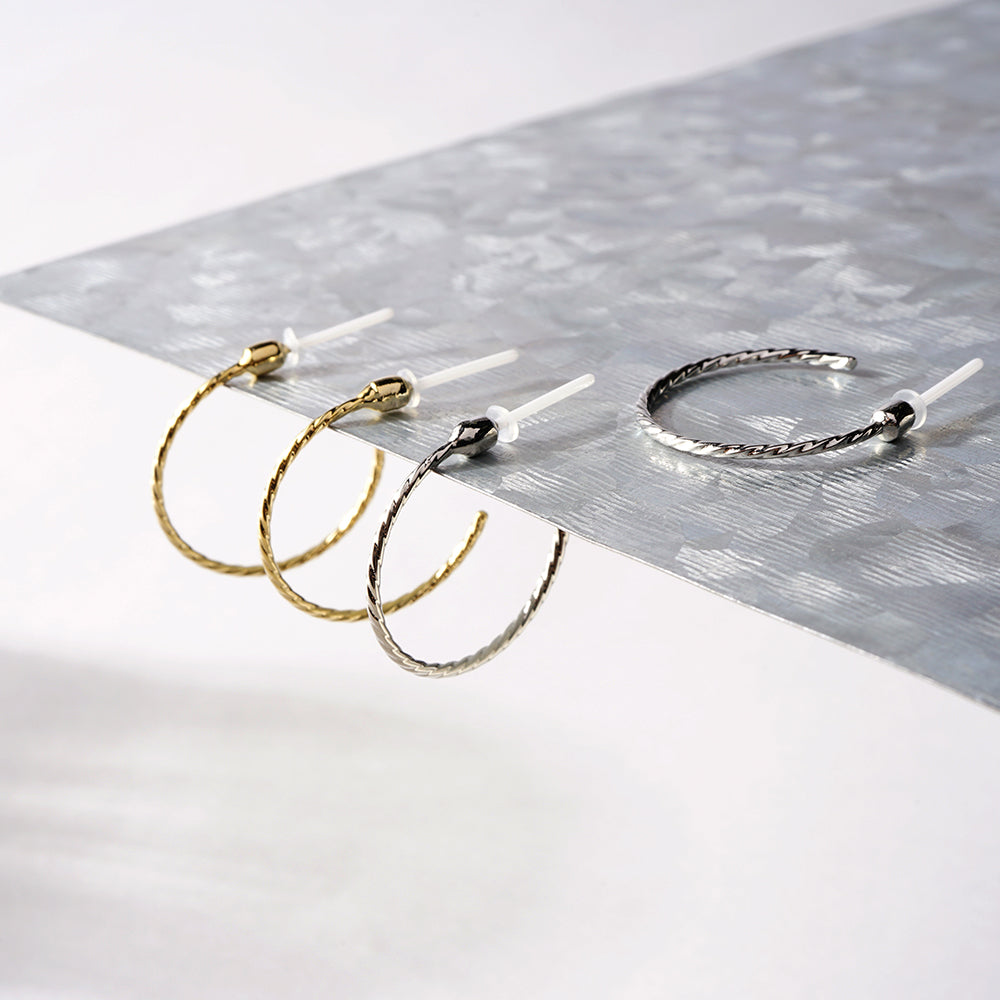 金属アレルギー対応 メタルフープ セラミックピアス | itam 金属アレルギー対応アクセサリー