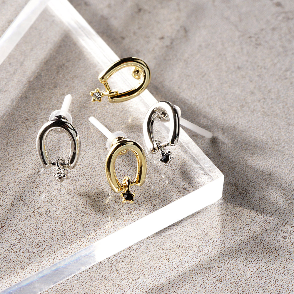 【NEW】メタルシリーズ メタル×ビジュー セラミックポストピアス