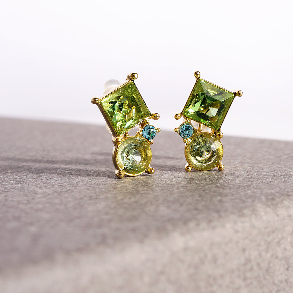 カラーガラス クラスター ノンホールピアス