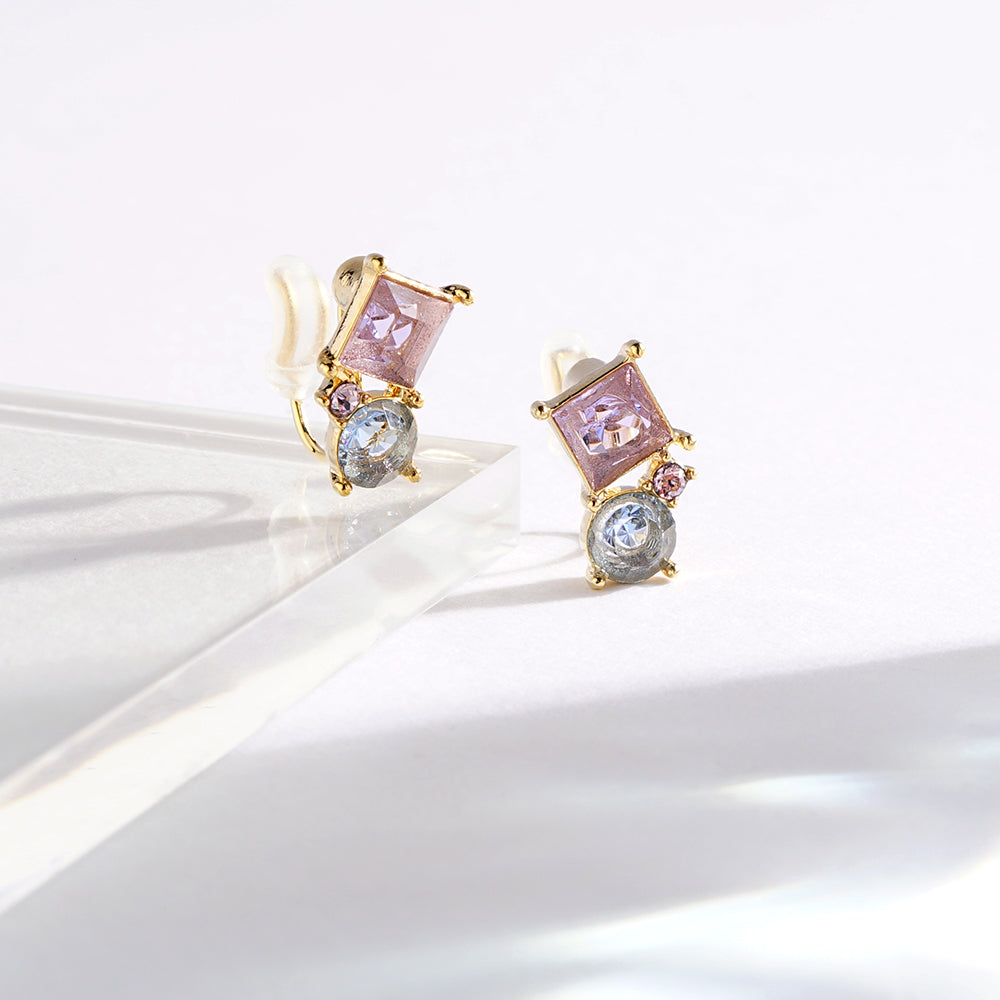 カラーガラス クラスター ノンホールピアス