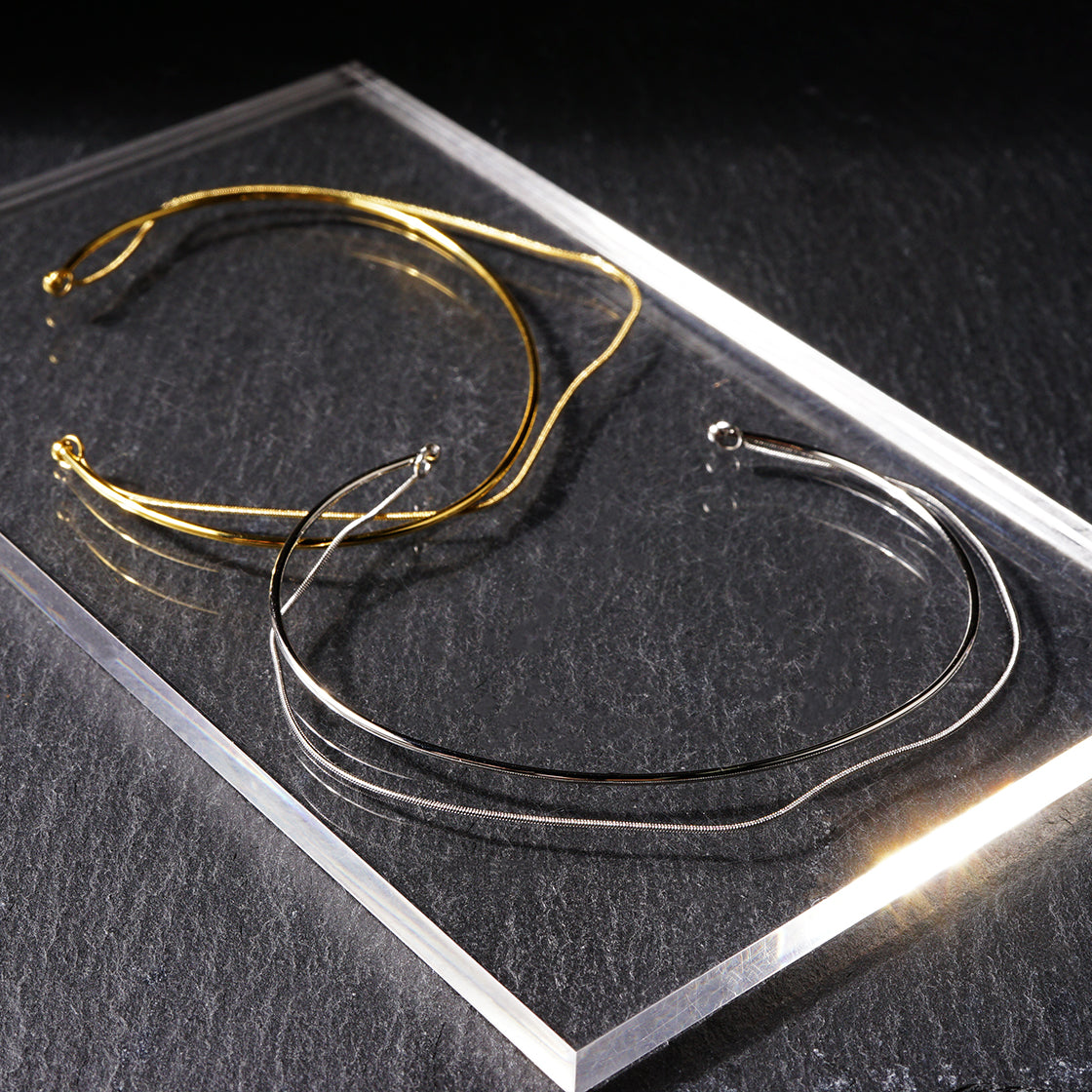 【NEW】【 金属アレルギー対応 】ステンレス 2連 スネークチェーン ブレスレット