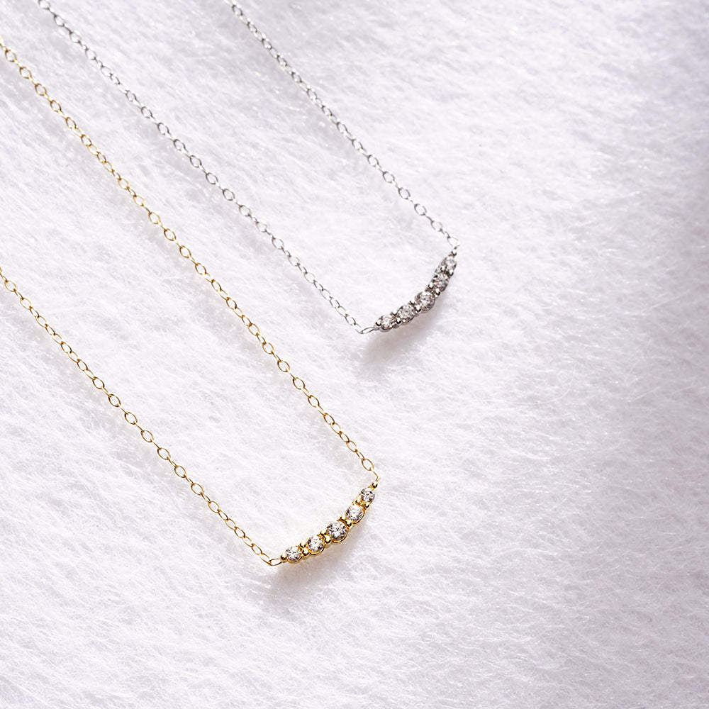 【NEW】ステンレス キュービックジルコニア ライン ネックレス