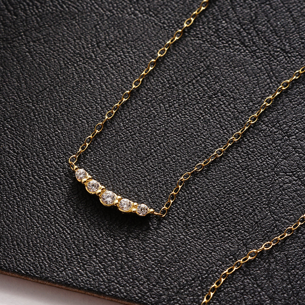 【NEW】ステンレス キュービックジルコニア ライン ネックレス