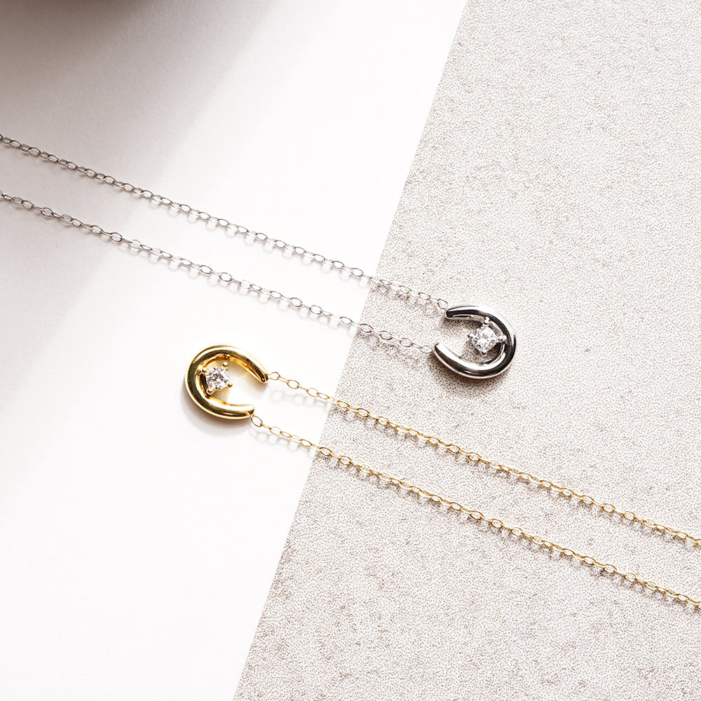 【NEW】ステンレス キュービックジルコニア ホースシュー ネックレス