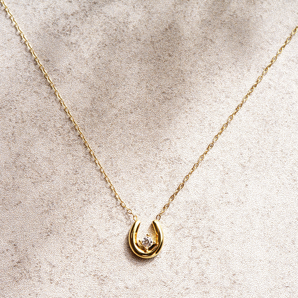 【NEW】ステンレス キュービックジルコニア ホースシュー ネックレス