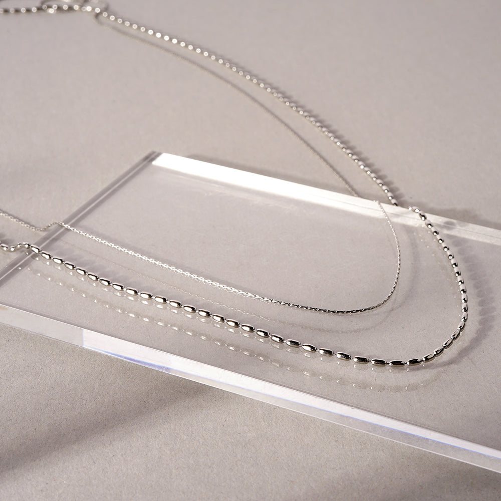 【NEW】ステンレス 2連ボールチェーン ロングネックレス