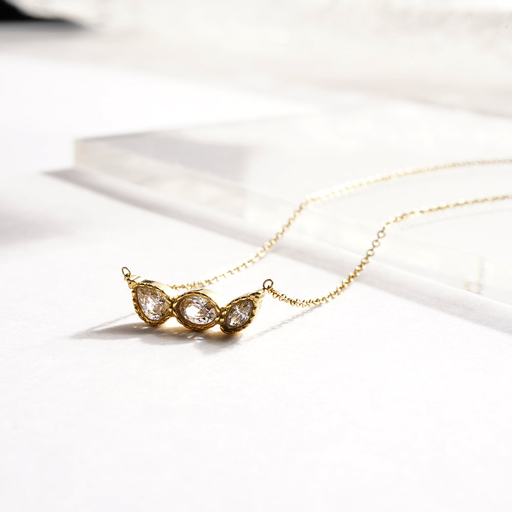 【NEW】【 金属アレルギー対応 】クリアキュービックジルコニア ステンレスネックレス