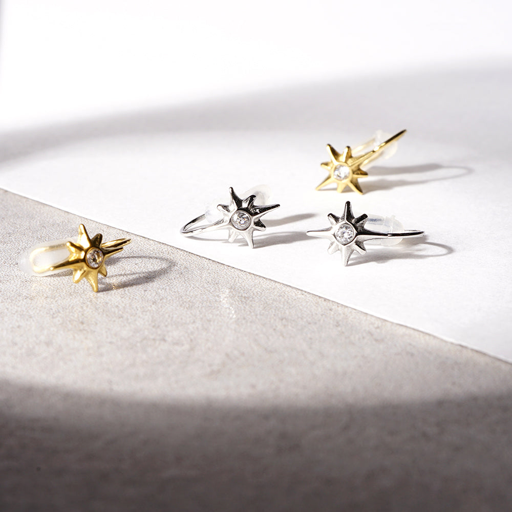 【NEW】【 金属アレルギー対応 】ステンレス トゥインクルスター ノンホールピアス
